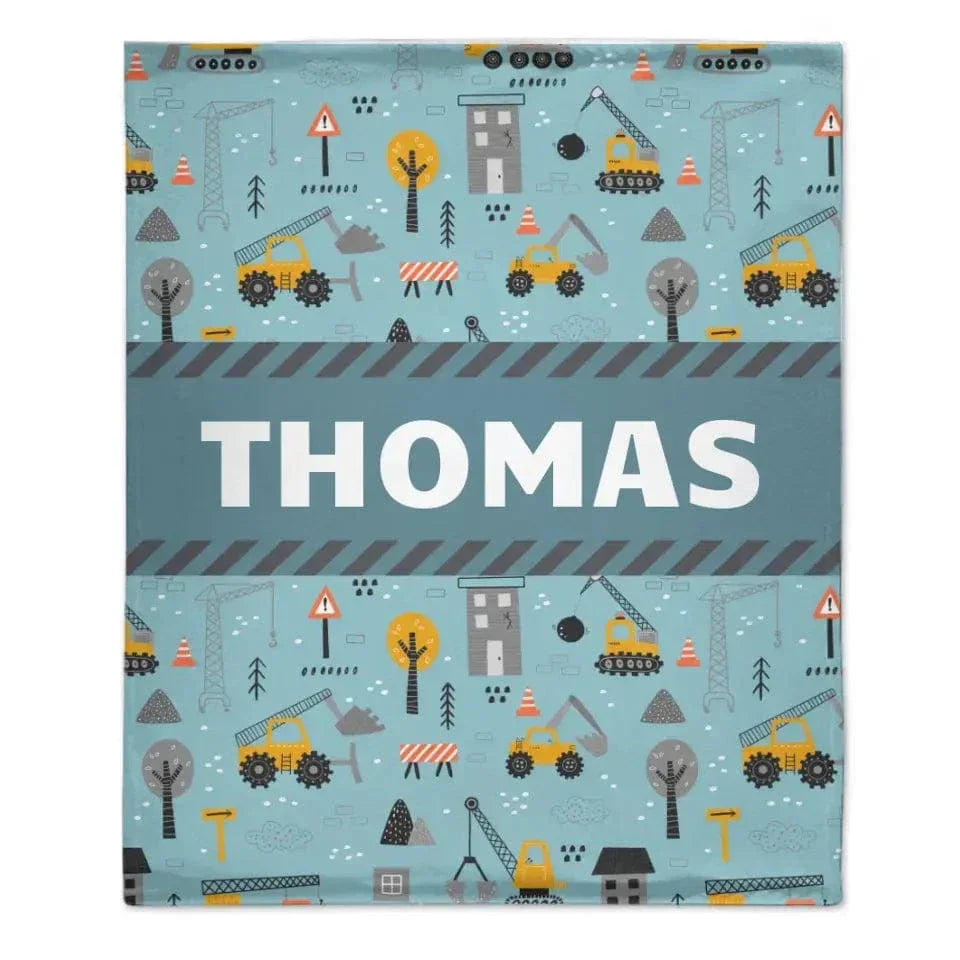 Customized Baby Name Blankets, Dump Trucks Construction Truck Baby Blankets - Joliny