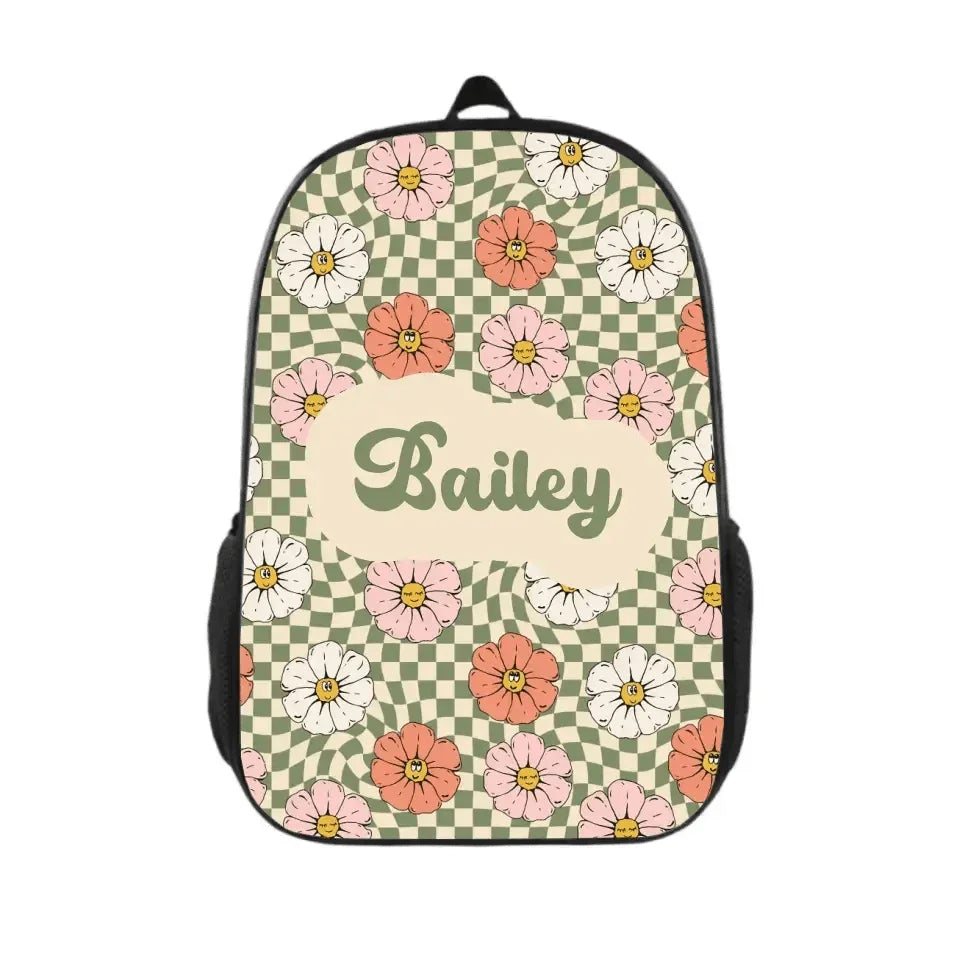 Customized Backpack With Retro Floral Name, A Gift For The Beginning Of School Season - Joliny