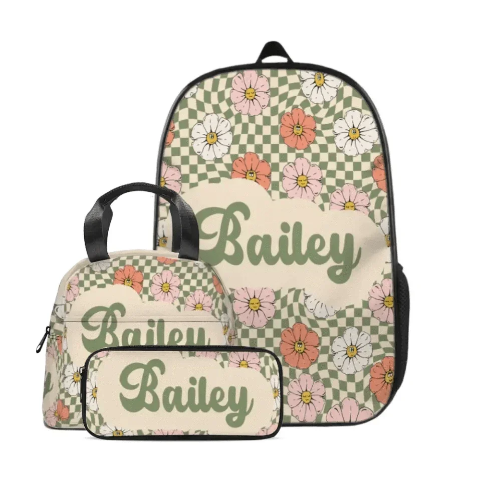 Customized Backpack With Retro Floral Name, A Gift For The Beginning Of School Season - Joliny