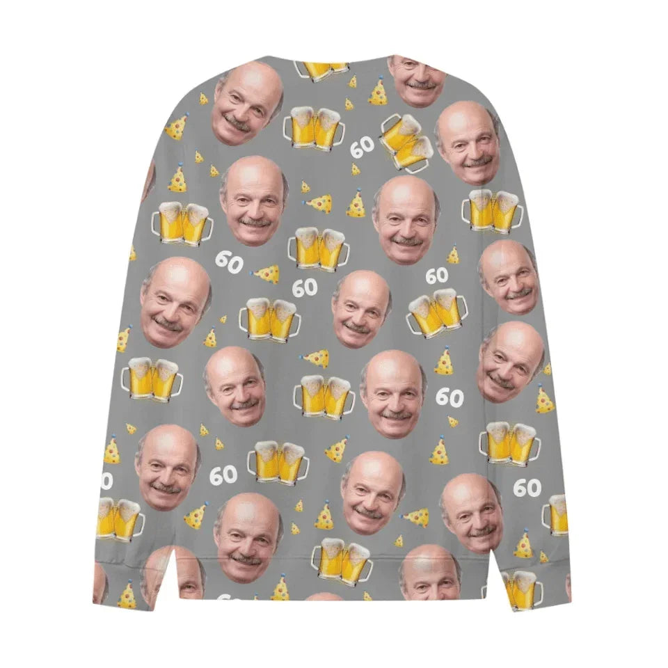 Customized Beer Celebration T-shirt - Beer and Pointy Hat Pattern Personalized Photo Clothes - A Gift For Party Host,Birthday Person,Friends,Colleague - Joliny