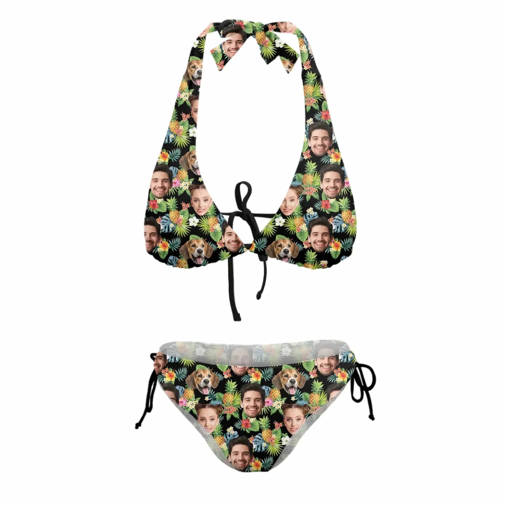 Customized Bikini Sets - Personalised Photo Pineapple Patterned Tropical Style Swimsuit Set - A Gift For Couples,Girlfriend,Wife - Joliny