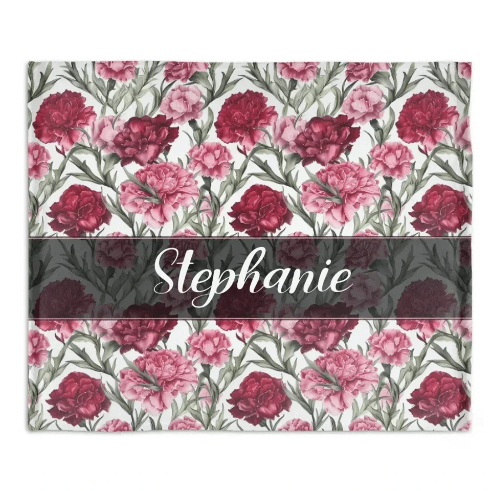 Customized Birthday Flower Blanket - Personalized Name and Floral Flannel Soft Blanket - A Gift For Friend,Ladies - Joliny
