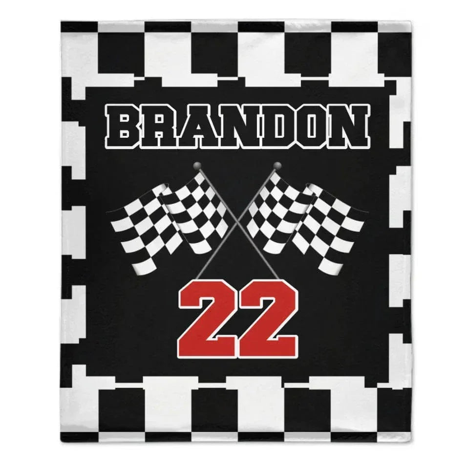 Customized Black and White Chevron Blanket - Personalized Name and Number Black and White Flag Pattern Blanket - A Gift For Friend,Colleagues - Joliny