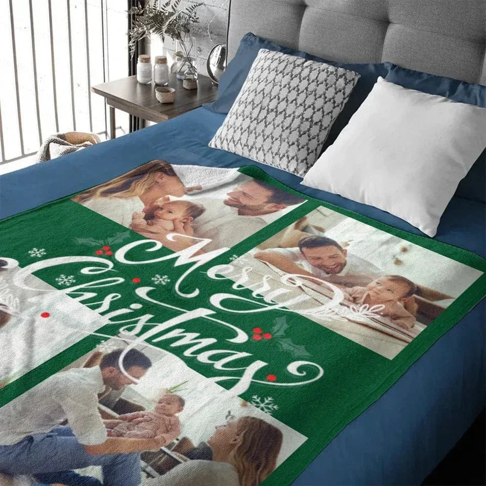 Customized Blanket for Family Photos - Christmas Home Decor Personalized 4 Photos Soft Blanket - Christmas Gift For Family - Joliny