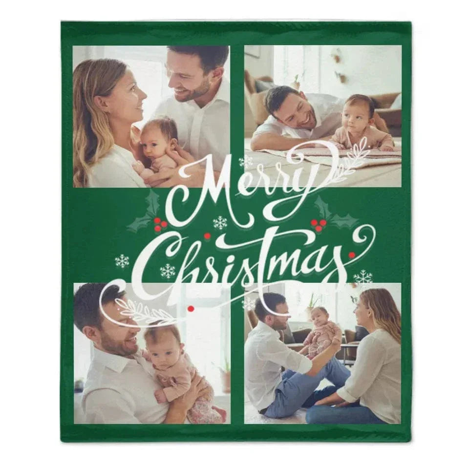 Customized Blanket for Family Photos - Christmas Home Decor Personalized 4 Photos Soft Blanket - Christmas Gift For Family - Joliny