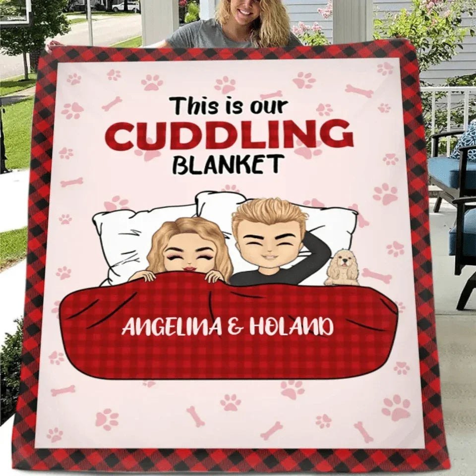 Customized Blankets For Couples And Pets - Personalized Cozy Cartoon Character and Pet Soft Flannel Memorial Blanket - A Gift For Family,Couple's other half - Joliny