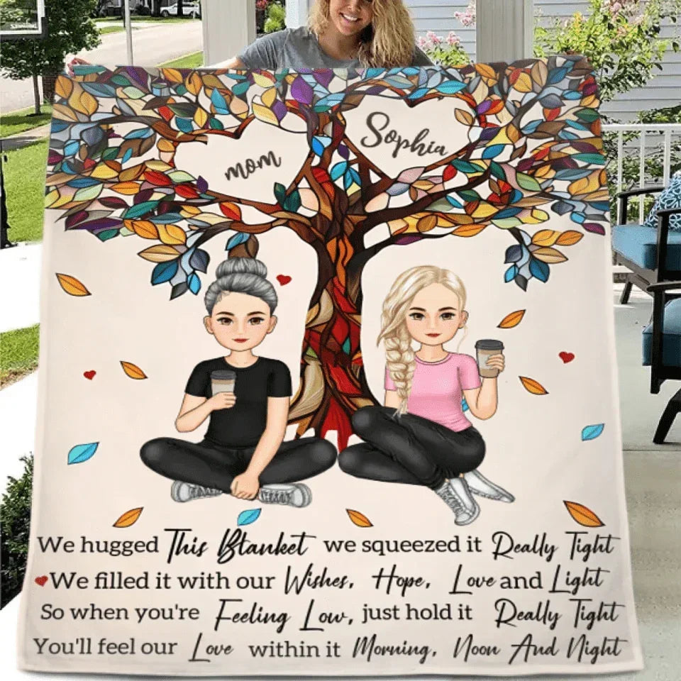 Customized Blankets for Moms and Kids - Personalized Character Cartoon Image and Name Love Tree Blanket - A Gift For Friend,Mom,Children - Joliny