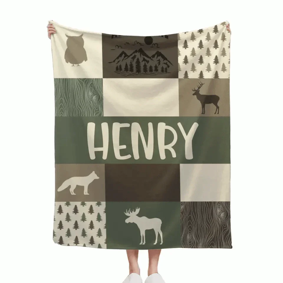 Customized Boy Names Nature Themed Baby Blanket, Great Birthday Gift - Joliny