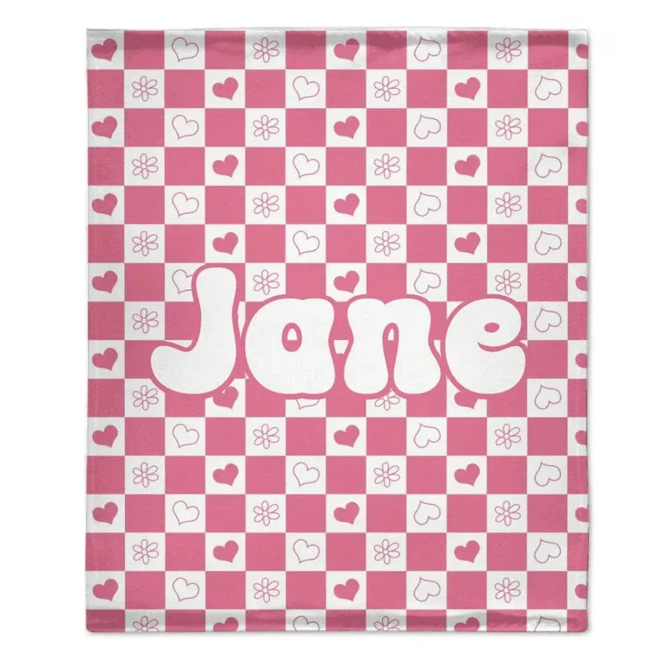 Customized Checkerboard Plaid Blanket - Personalized Name Multicolor Plaid Blanket - A Gift For Children,Baby,Friend - Joliny