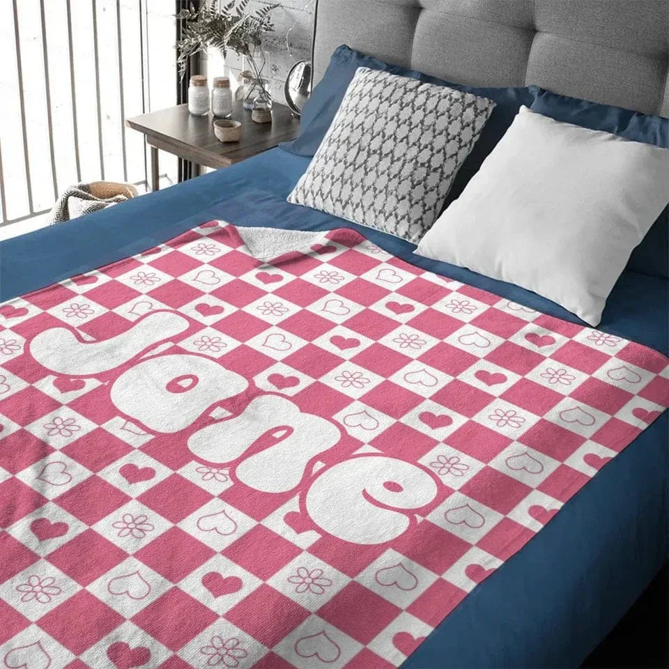 Customized Checkerboard Plaid Blanket - Personalized Name Multicolor Plaid Blanket - A Gift For Children,Baby,Friend - Joliny