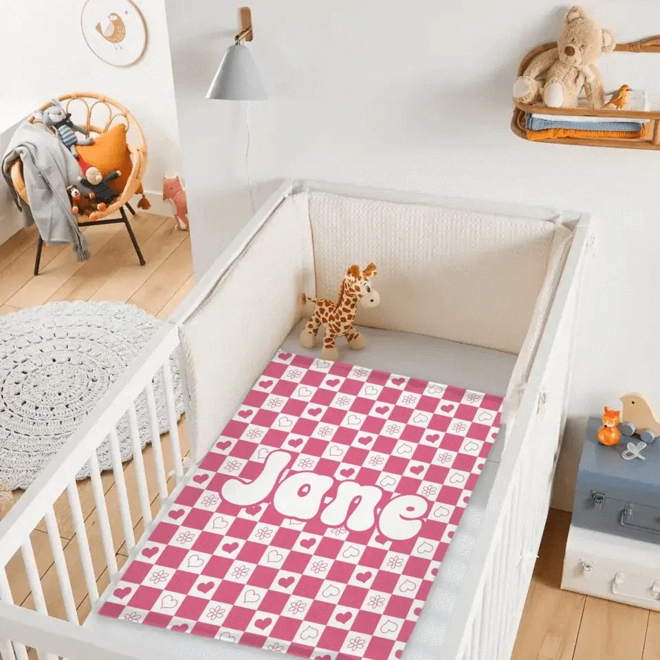 Customized Checkerboard Plaid Blanket - Personalized Name Multicolor Plaid Blanket - A Gift For Children,Baby,Friend - Joliny