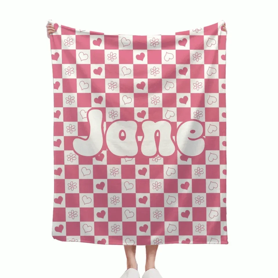 Customized Checkerboard Plaid Blanket - Personalized Name Multicolor Plaid Blanket - A Gift For Children,Baby,Friend - Joliny