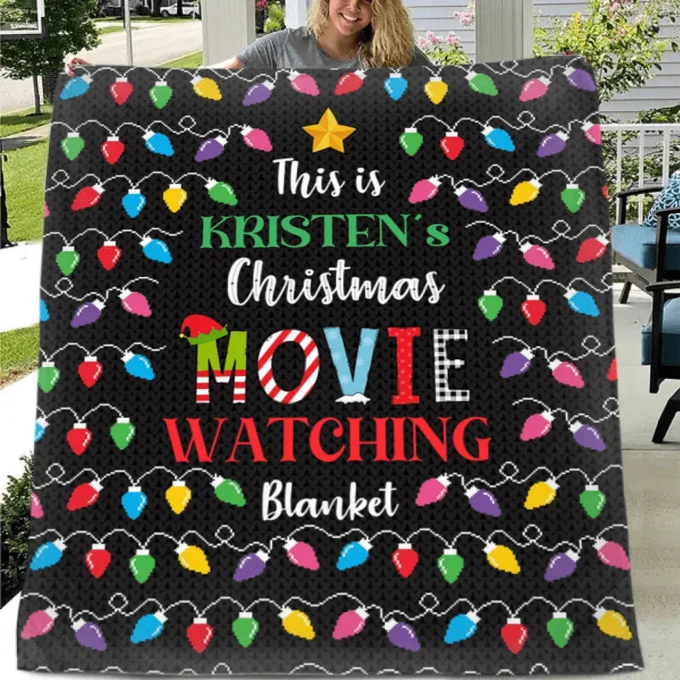 Customized Christmas Movie Viewing Blankets - Multi-colored Soft Blanket With Personalized Name - A Gift For Yourself,Friend,Family - Joliny