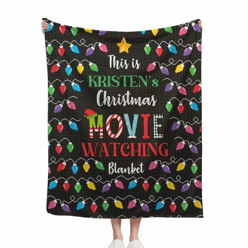 Customized Christmas Movie Viewing Blankets - Multi-colored Soft Blanket With Personalized Name - A Gift For Yourself,Friend,Family - Joliny