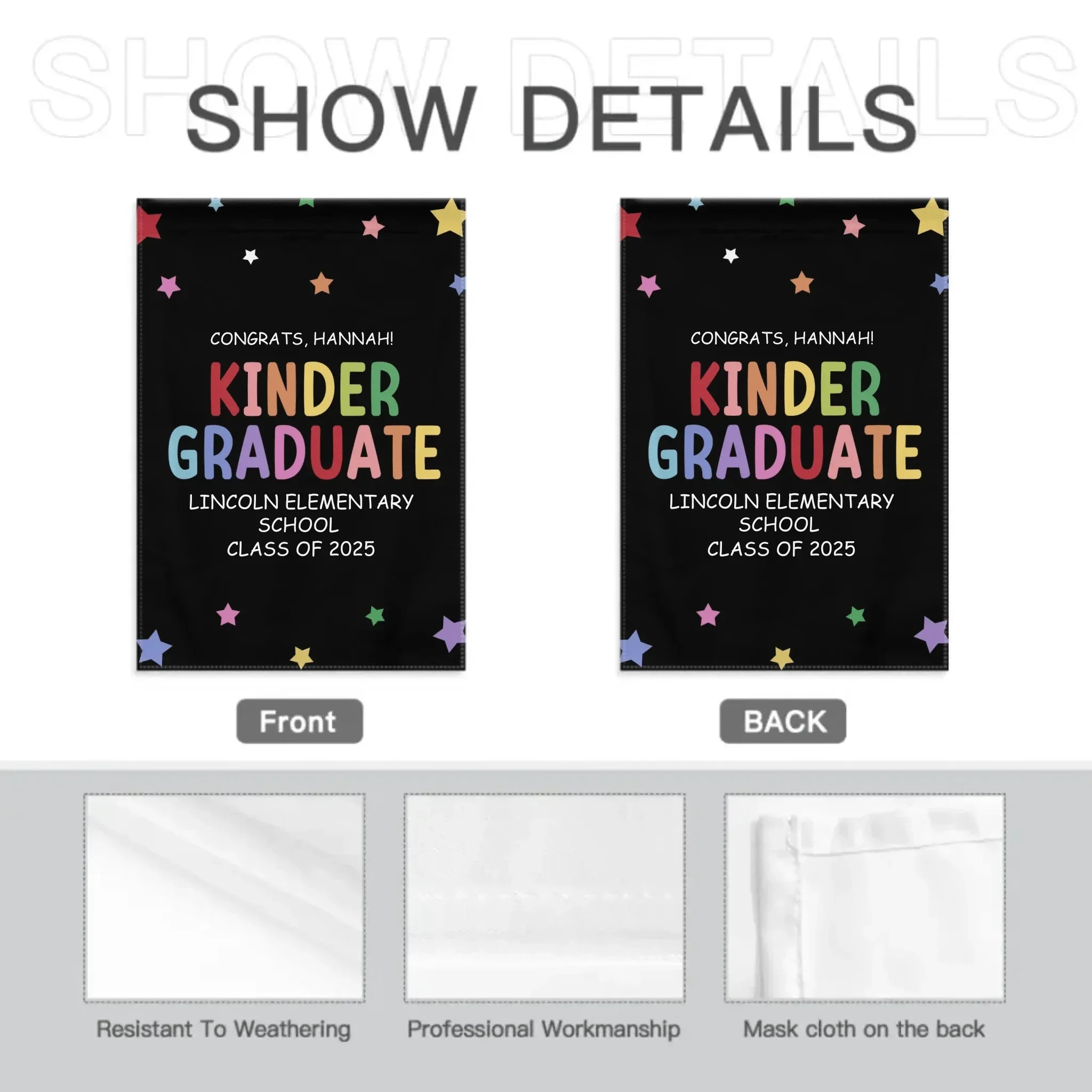 Customized Commencement Season Celebration Flag - Colorful Star Flags with Personalized Names, School Names and Years - Gifts For Family,Graduate,Grandchildren - Joliny