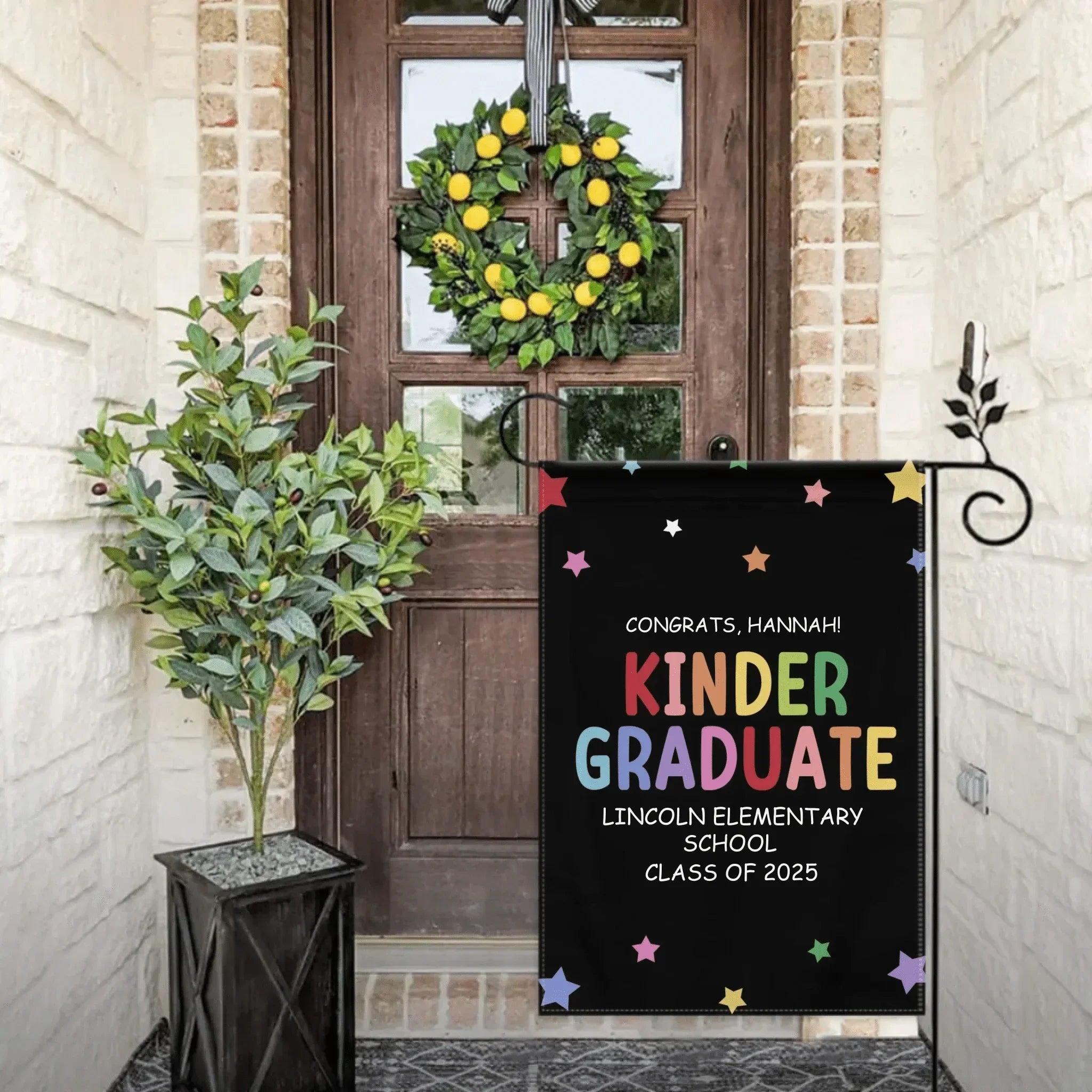 Customized Commencement Season Celebration Flag - Colorful Star Flags with Personalized Names, School Names and Years - Gifts For Family,Graduate,Grandchildren - Joliny