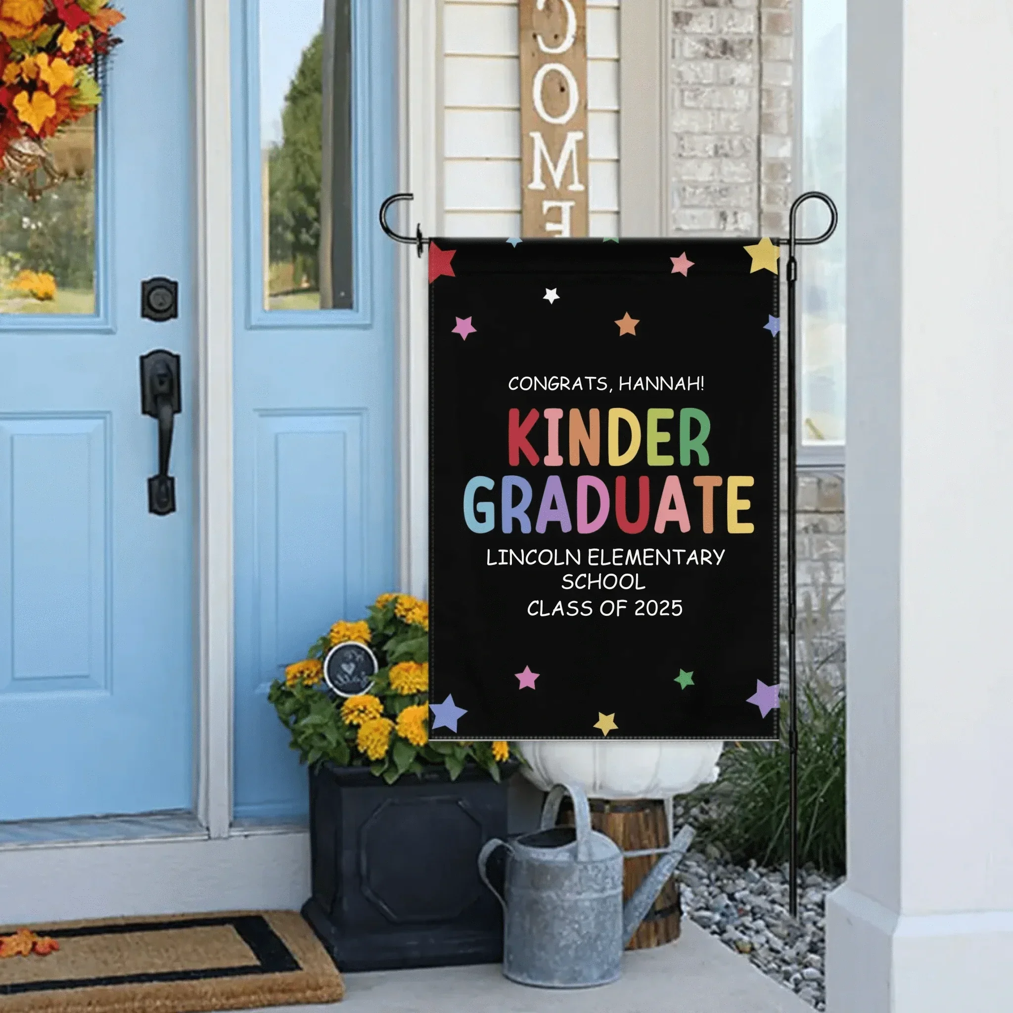Customized Commencement Season Celebration Flag - Colorful Star Flags with Personalized Names, School Names and Years - Gifts For Family,Graduate,Grandchildren - Joliny