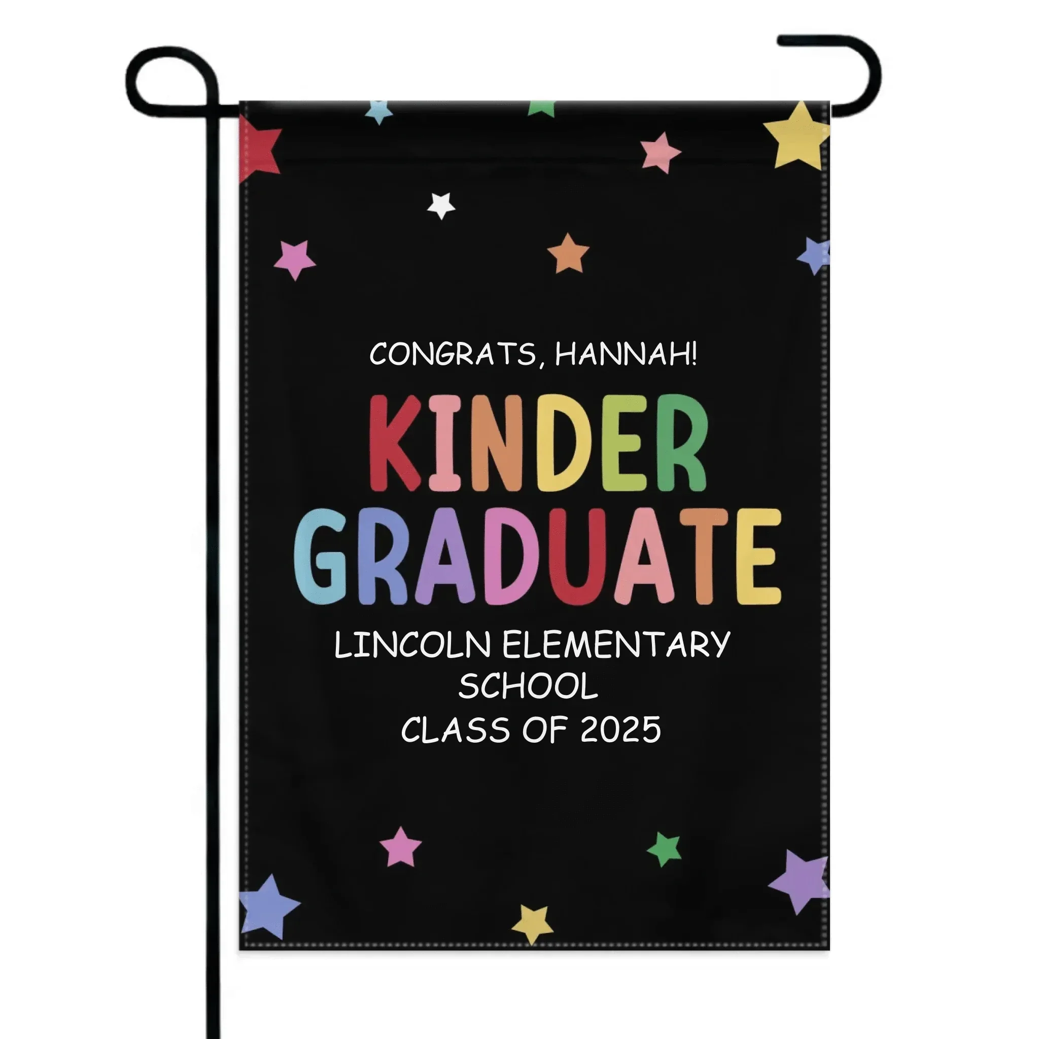 Customized Commencement Season Celebration Flag - Colorful Star Flags with Personalized Names, School Names and Years - Gifts For Family,Graduate,Grandchildren - Joliny