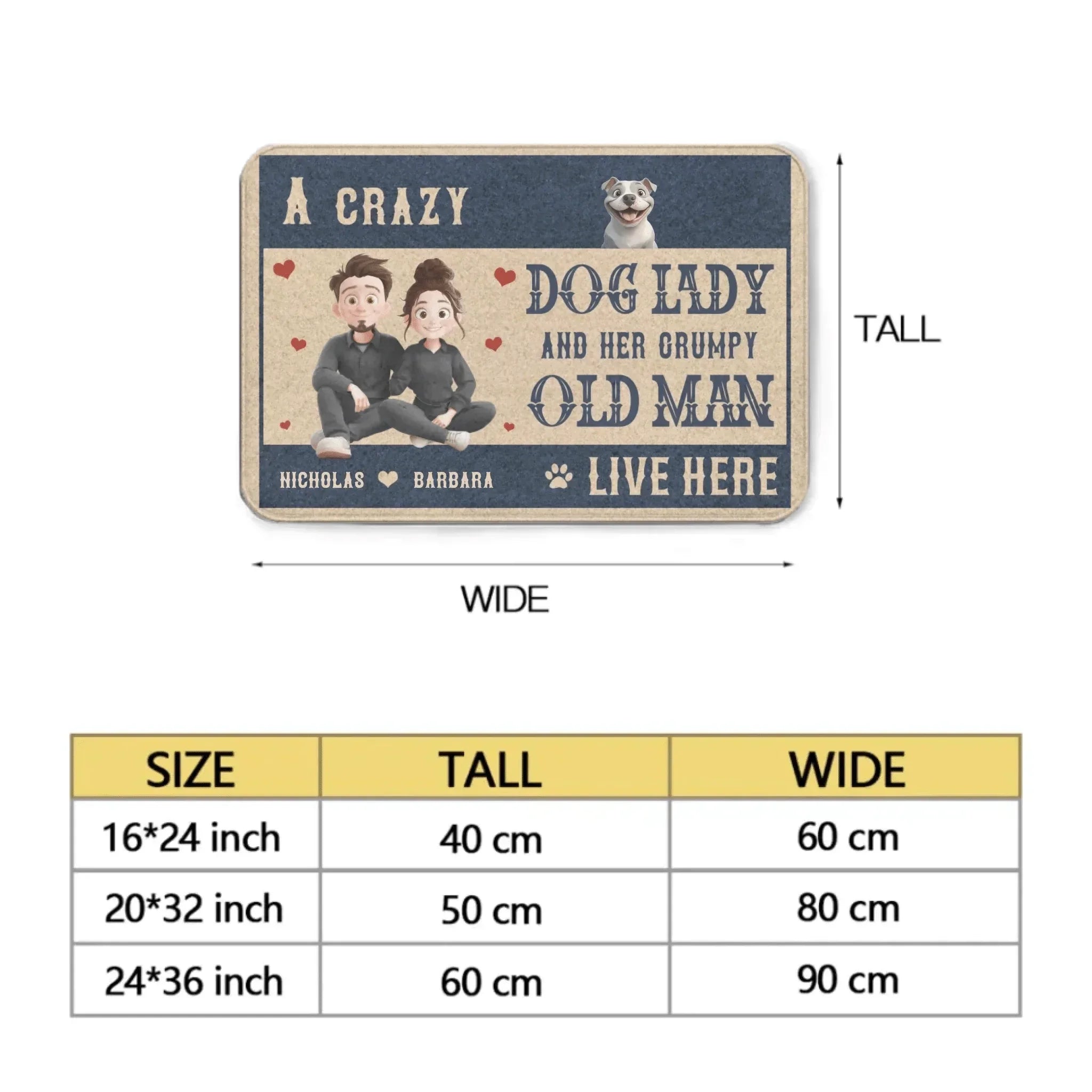 Customized Couple and Dog Floor Mats - Stylish and Trendy Doormat with Personalized Character Images,Names and Dog Breeds - Funny Gifts For Dog Owners,Dog Lovers,Family - Joliny