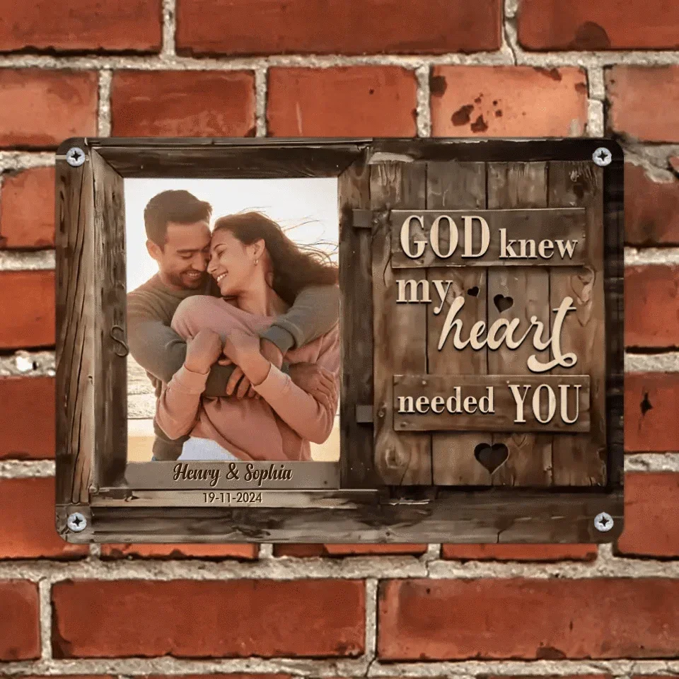 Customized Couple Photo Wall Art - Personalized Photo, Date and Name Art Couple Photo Tin Painting - A Gifts For Husband,Wife,Family - Joliny