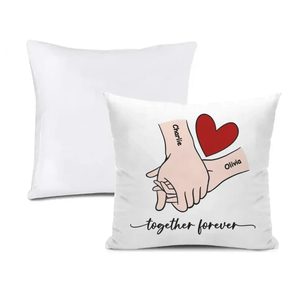 Customized Couple Pillow - Holding Hands Love Pattern Pillowcase with Personalized Name and Theme Text - A Gift For Boyfriend,Girlfriend,Husband,Wife - Joliny