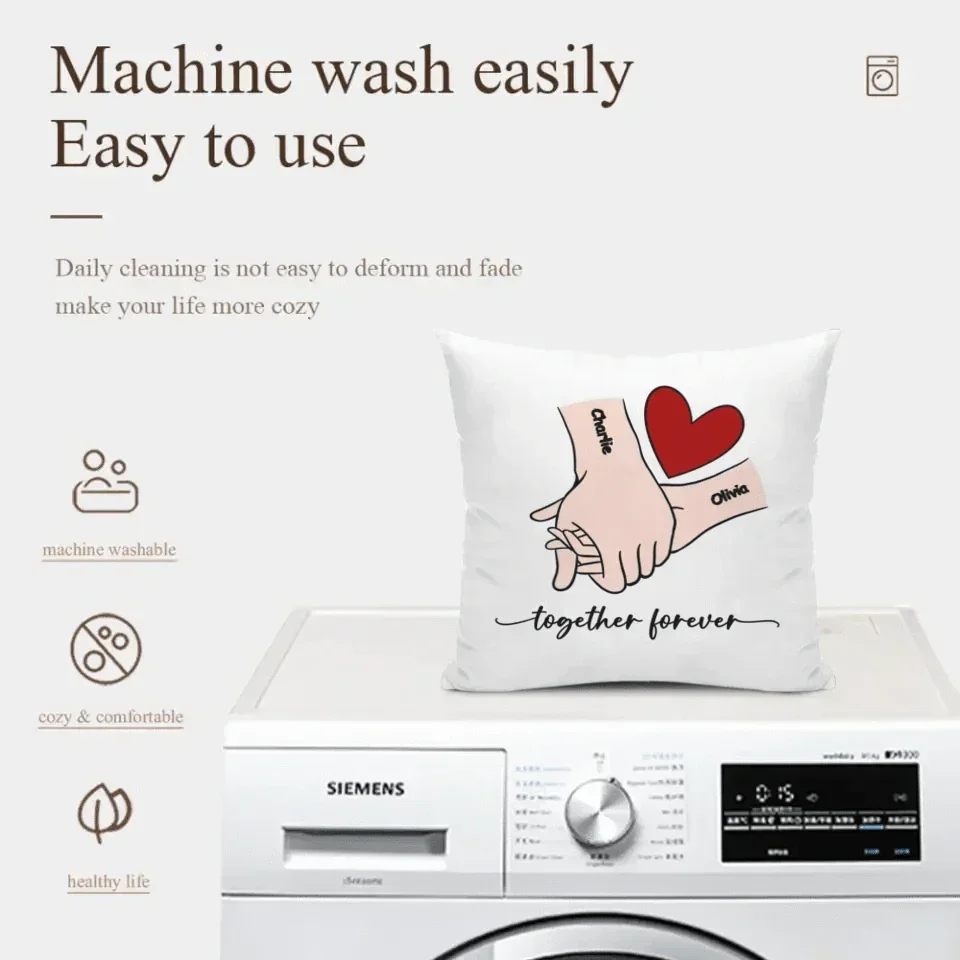 Customized Couple Pillow - Holding Hands Love Pattern Pillowcase with Personalized Name and Theme Text - A Gift For Boyfriend,Girlfriend,Husband,Wife - Joliny