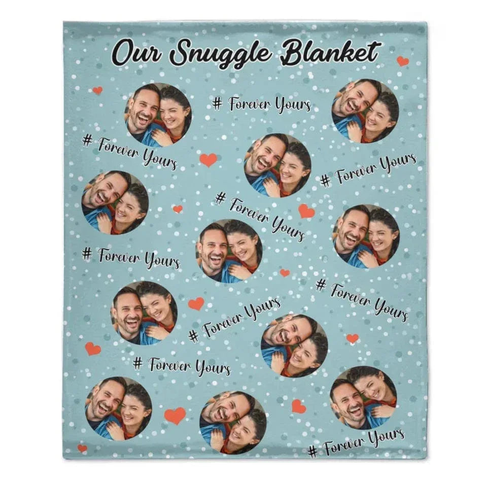 Customized Couple Snuggle Blanket - Personalized Couple's Photo and Custom Labeled Multicolor Flannel Blanket - A Gift For Boyfriend,Girlfriend,Husband,Wife - Joliny