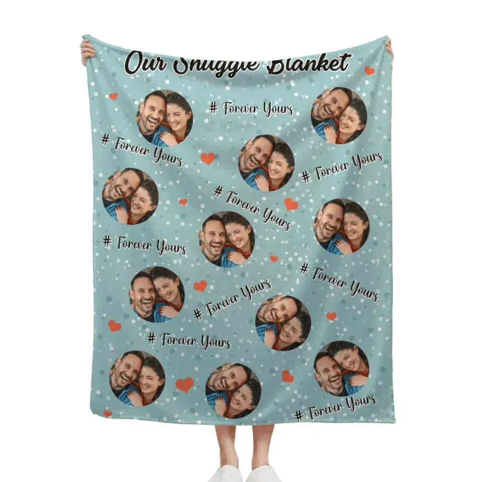 Customized Couple Snuggle Blanket - Personalized Couple's Photo and Custom Labeled Multicolor Flannel Blanket - A Gift For Boyfriend,Girlfriend,Husband,Wife - Joliny
