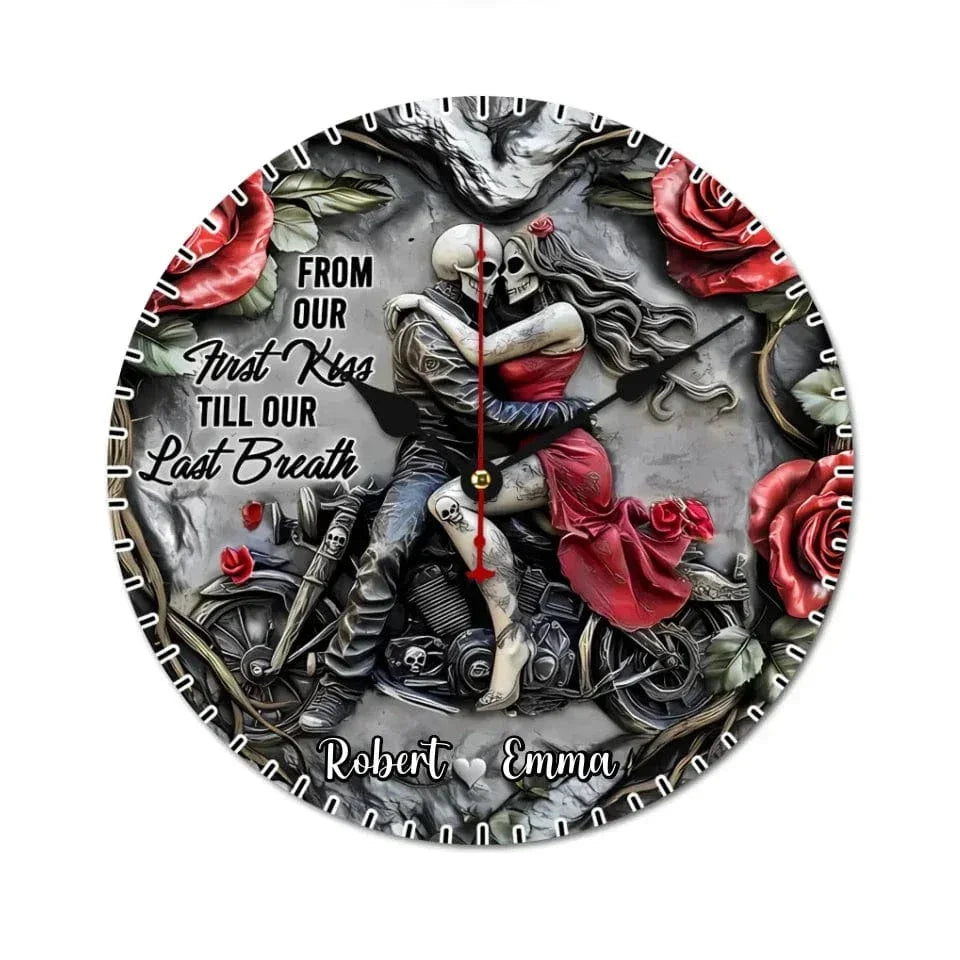 Customized Couple Themed Wall Clocks - Personalized Name Couple Embrace Wall Clock - A Gift For Girlfriend,Boyfriend,Wife,Husband - Joliny
