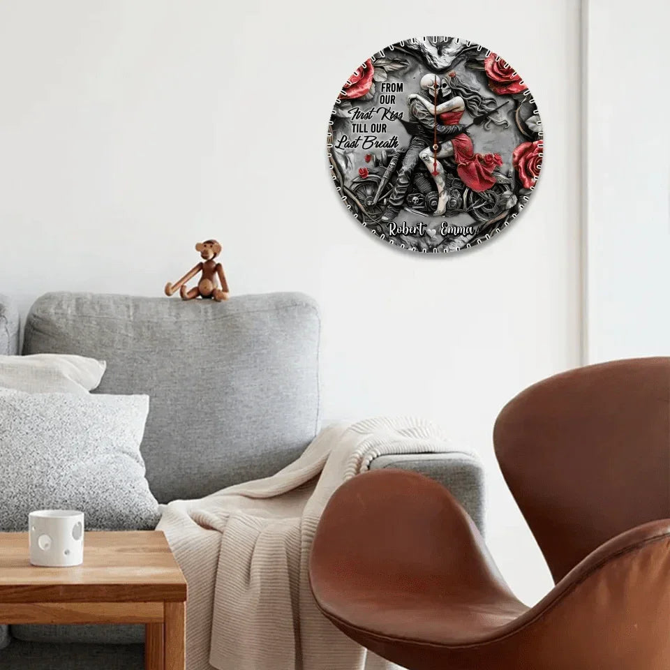 Customized Couple Themed Wall Clocks - Personalized Name Couple Embrace Wall Clock - A Gift For Girlfriend,Boyfriend,Wife,Husband - Joliny