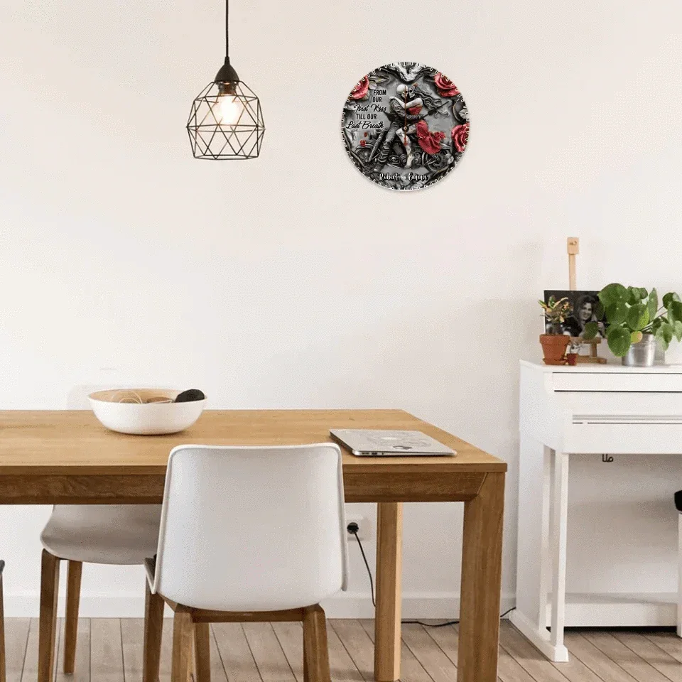 Customized Couple Themed Wall Clocks - Personalized Name Couple Embrace Wall Clock - A Gift For Girlfriend,Boyfriend,Wife,Husband - Joliny