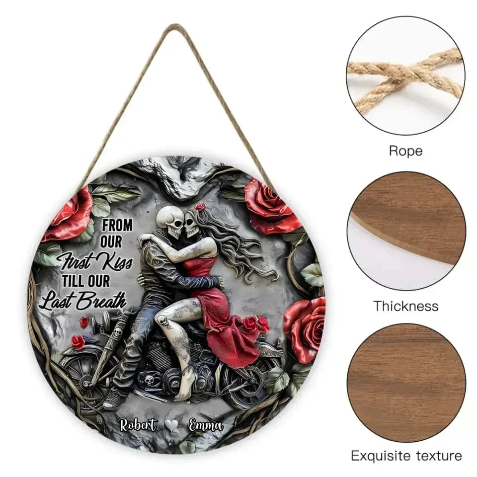 Customized Couple Themed Wooden Door Plate - Personalized Name Couple Embrace Wooden Signage - A Gift For Girlfriend,Boyfriend,Wife,Husband - Joliny