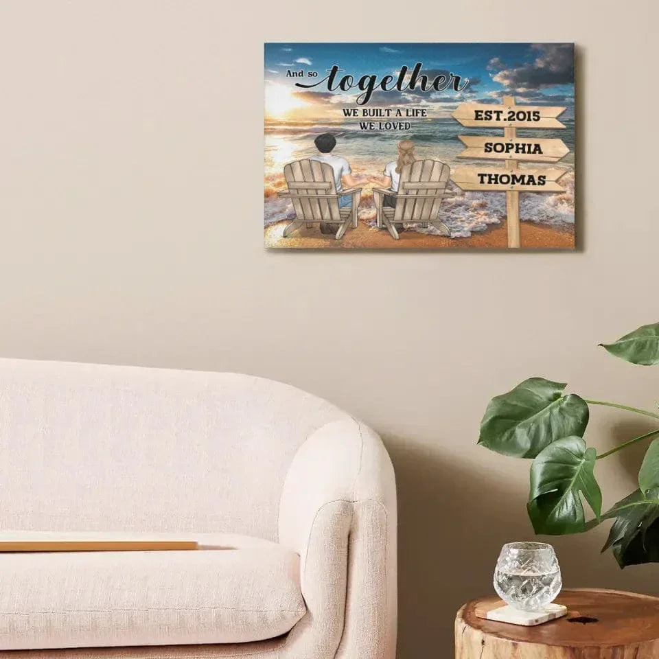 Customized Couple Wall Art - Personalized Name and Couple Image Unframed Decorative Painting - A Gift For Couples,Husband,Wife,Girlfriend,Boyfriend - Joliny