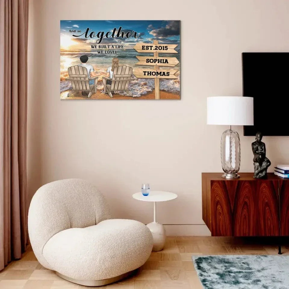 Customized Couple Wall Art - Personalized Name and Couple Image Unframed Decorative Painting - A Gift For Couples,Husband,Wife,Girlfriend,Boyfriend - Joliny