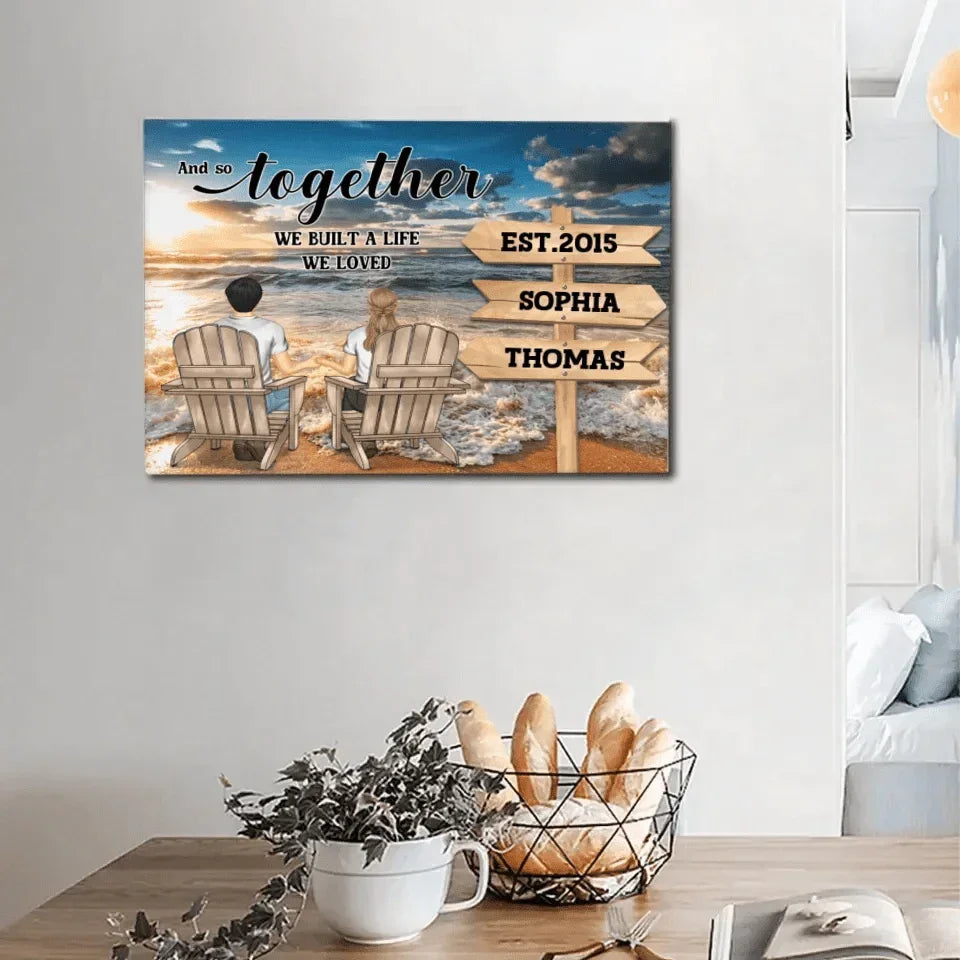 Customized Couple Wall Art - Personalized Name and Couple Image Unframed Decorative Painting - A Gift For Couples,Husband,Wife,Girlfriend,Boyfriend - Joliny