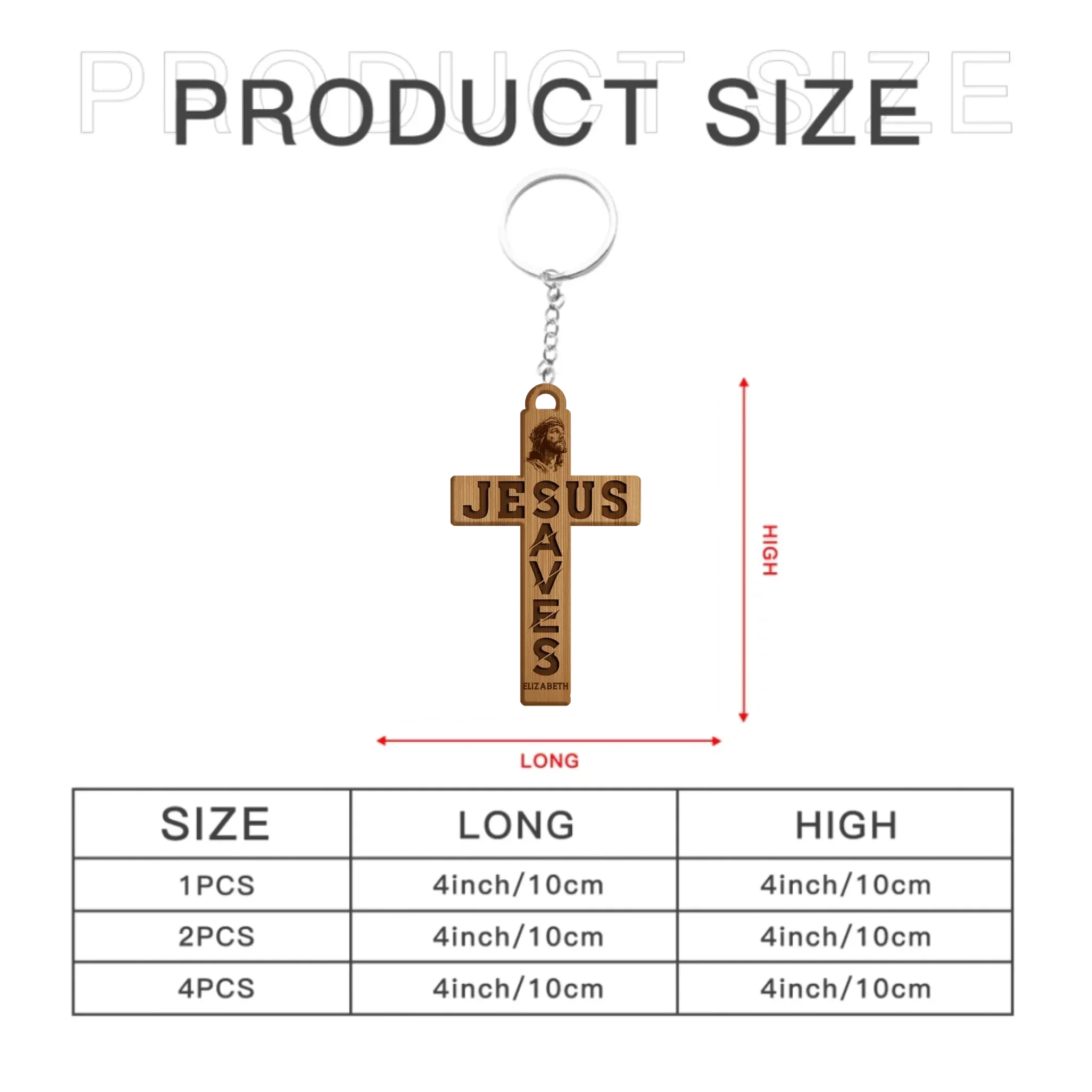 Customized Cross Shape Keychain - Personalized Name Jesus Cross Acrylic Keychain - A Gift For Friend,Family,Christian,BFF - Joliny