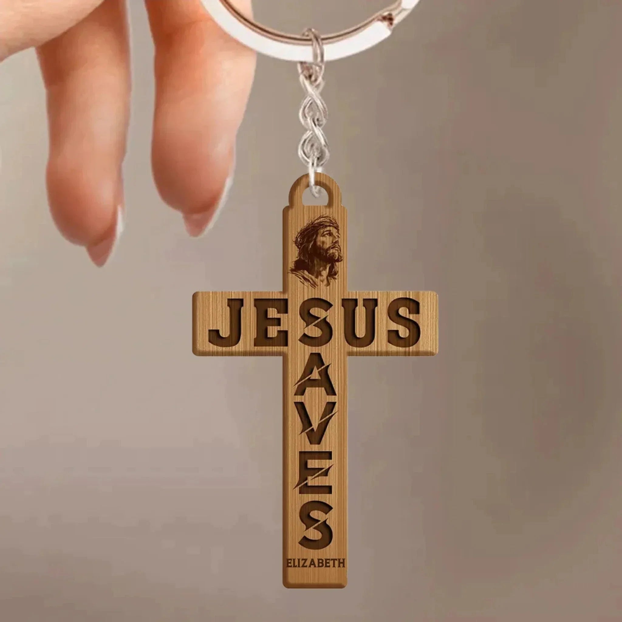 Customized Cross Shape Keychain - Personalized Name Jesus Cross Acrylic Keychain - A Gift For Friend,Family,Christian,BFF - Joliny