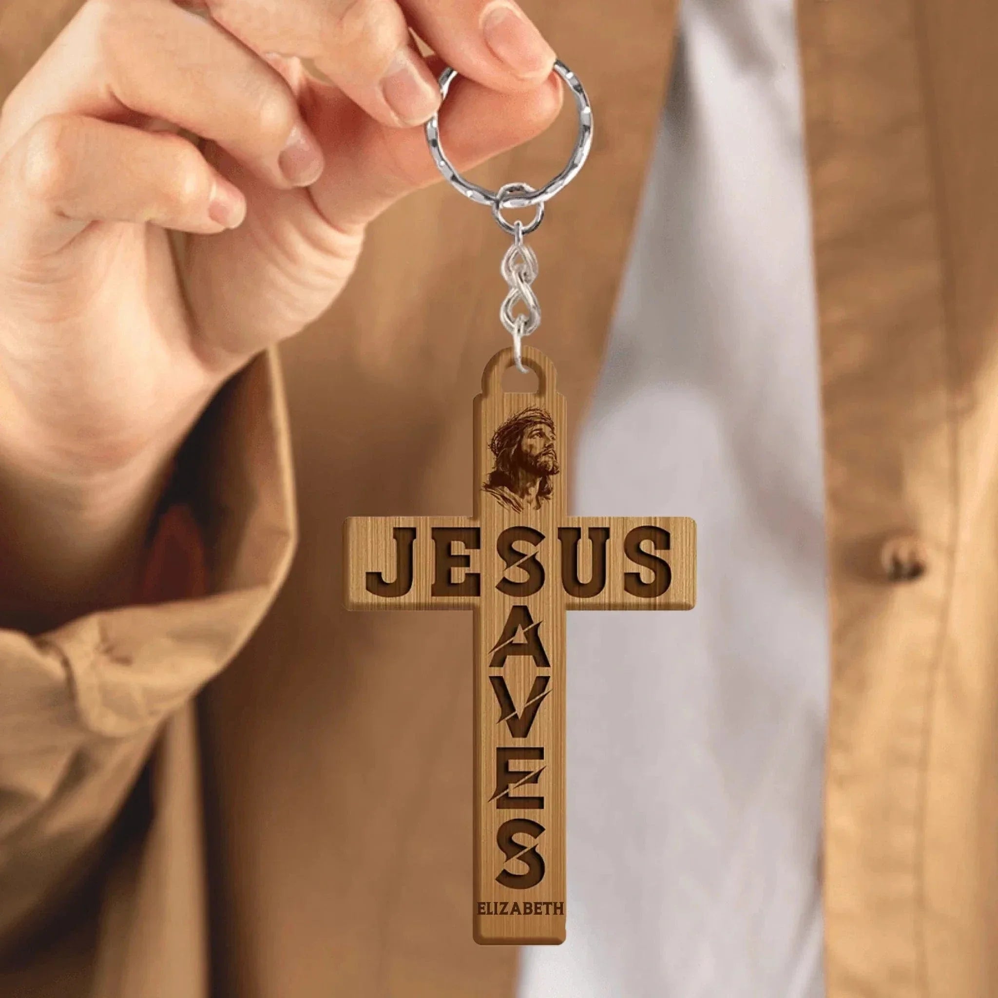 Customized Cross Shape Keychain - Personalized Name Jesus Cross Acrylic Keychain - A Gift For Friend,Family,Christian,BFF - Joliny