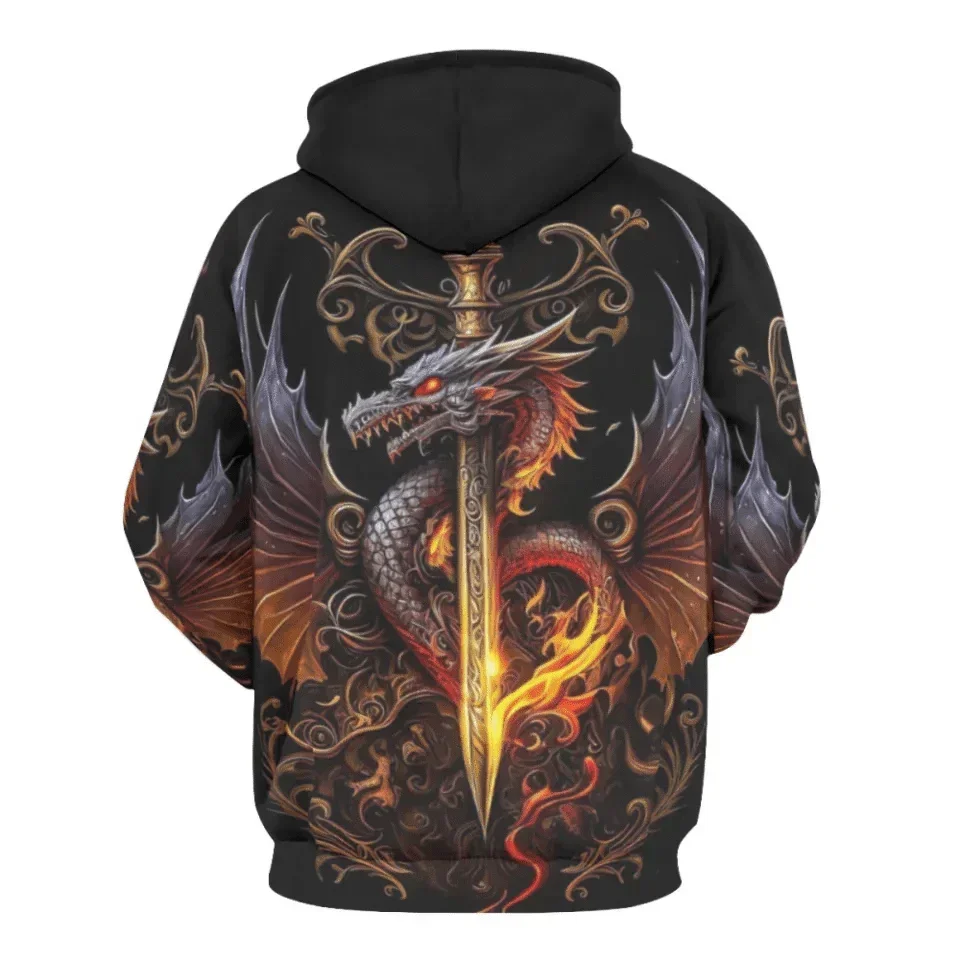 Customized Dragon Pattern Clothing - Personalized Name Oriental Dragon And Sword Full Width Printed Costume - A Gift Fmartial Arts Enthusiastor,Friend,Men - Joliny