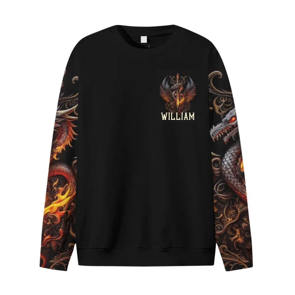 Customized Dragon Pattern Clothing - Personalized Name Oriental Dragon And Sword Full Width Printed Costume - A Gift Fmartial Arts Enthusiastor,Friend,Men - Joliny