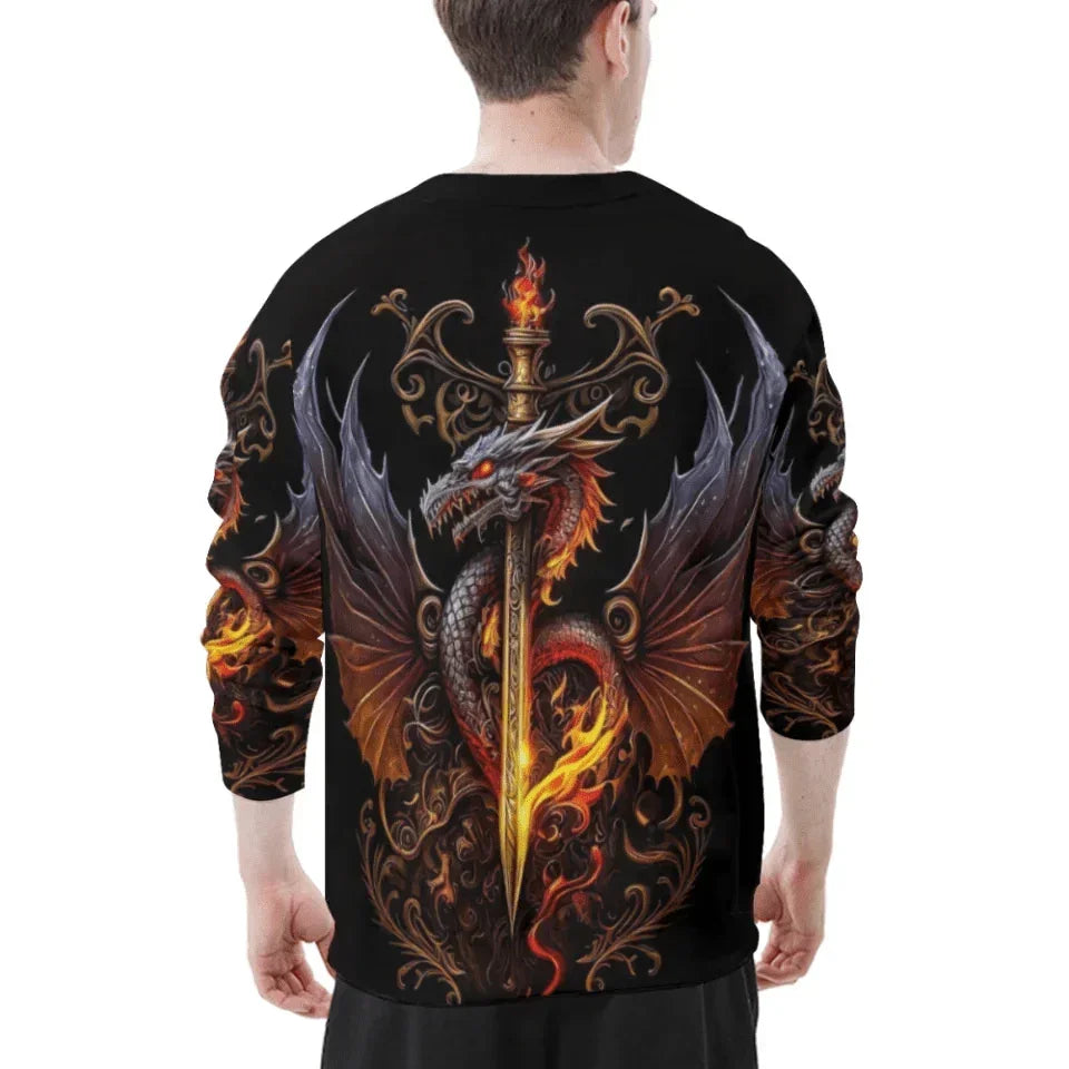 Customized Dragon Pattern Clothing - Personalized Name Oriental Dragon And Sword Full Width Printed Costume - A Gift Fmartial Arts Enthusiastor,Friend,Men - Joliny