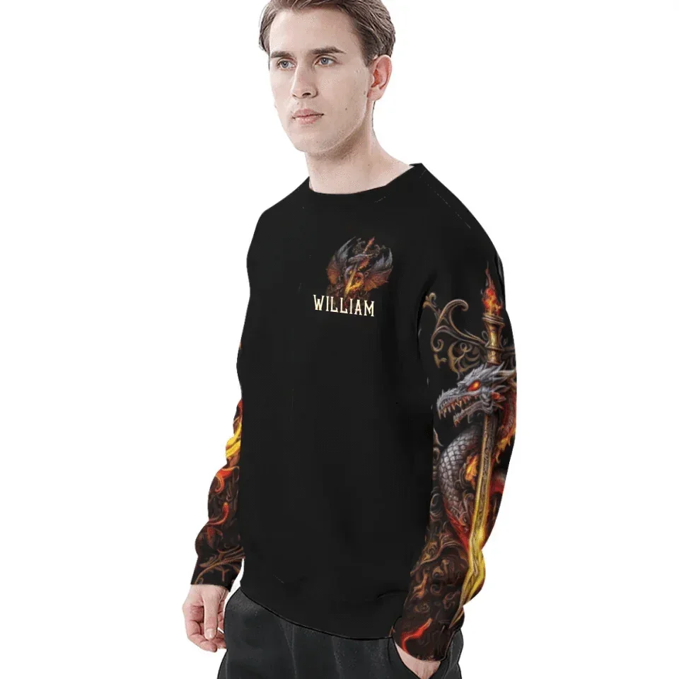Customized Dragon Pattern Clothing - Personalized Name Oriental Dragon And Sword Full Width Printed Costume - A Gift Fmartial Arts Enthusiastor,Friend,Men - Joliny