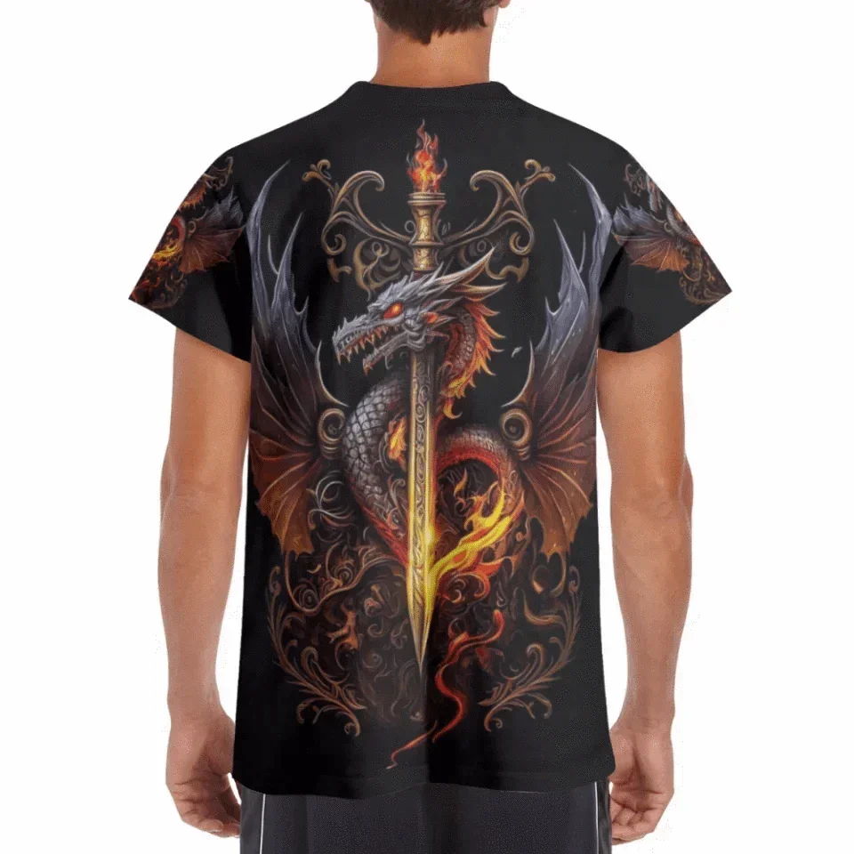 Customized Dragon Pattern Clothing - Personalized Name Oriental Dragon And Sword Full Width Printed Costume - A Gift Fmartial Arts Enthusiastor,Friend,Men - Joliny