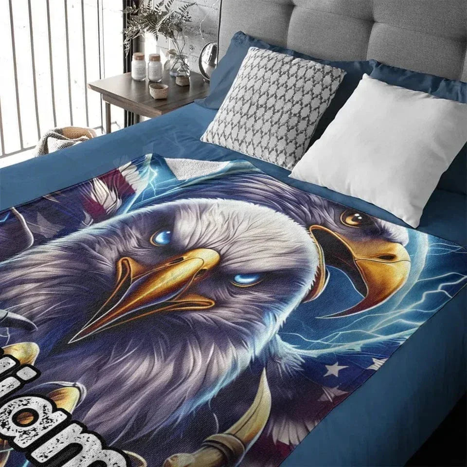 Customized Eagle Themed Blanket - Personalized Name Eagle Blanket - A Gift For Bird Lover,Eagle Lover,Friend,Colleagues - Joliny