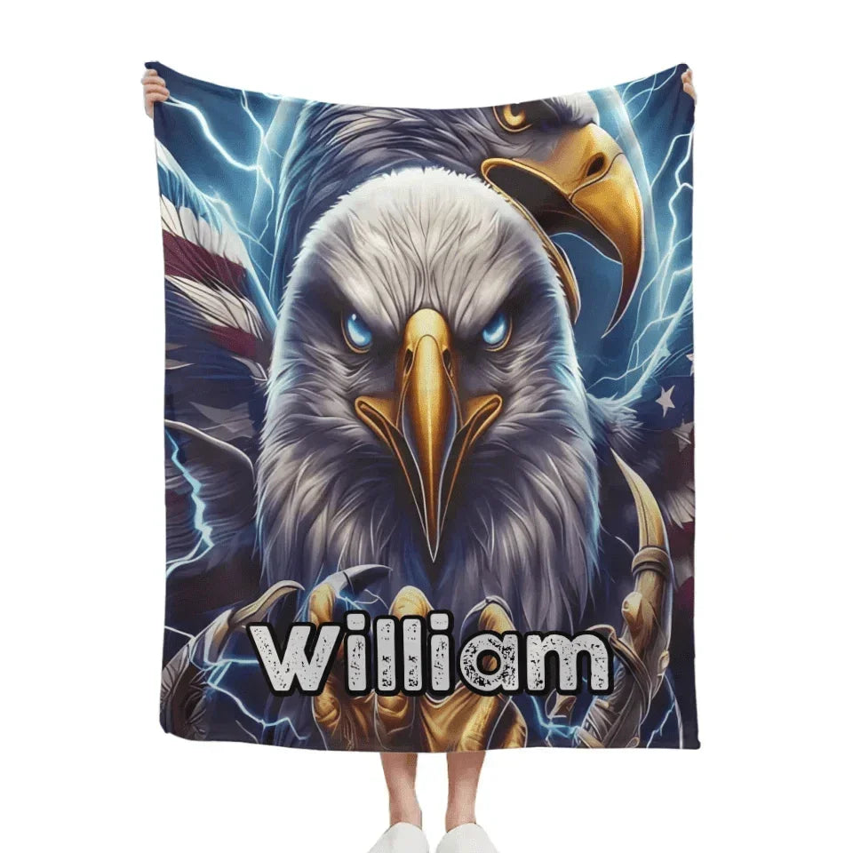 Customized Eagle Themed Blanket - Personalized Name Eagle Blanket - A Gift For Bird Lover,Eagle Lover,Friend,Colleagues - Joliny