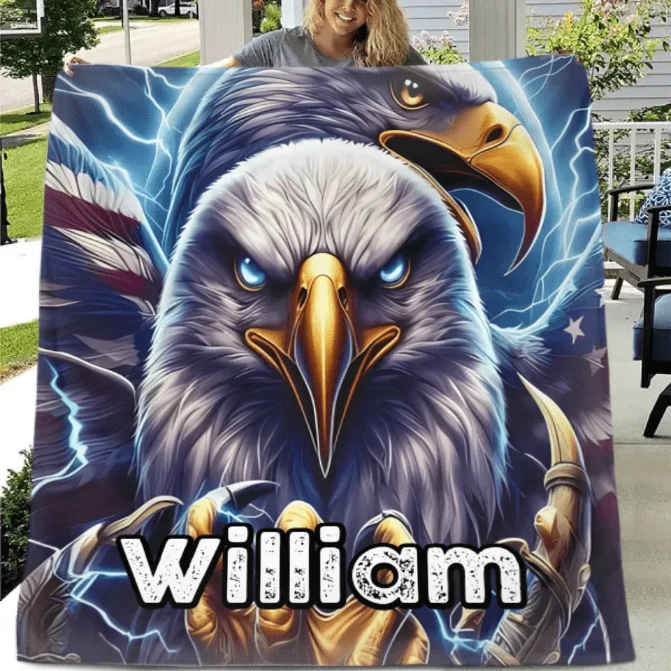 Customized Eagle Themed Blanket - Personalized Name Eagle Blanket - A Gift For Bird Lover,Eagle Lover,Friend,Colleagues - Joliny