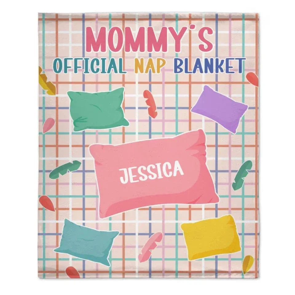 Customized Flannel Blanket - Personalized Nickname and Name Macaron Colorway Pillow Pattern Blanket - A Gift For Mom,Grandma,Family - Joliny