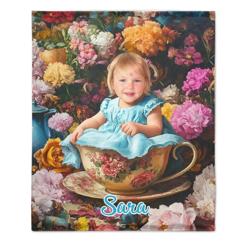 Customized Floral Blanket - Floral Wonderland Blanket Personalized with Name and Photo - A Gift For Girl,Children,Daughter - Joliny