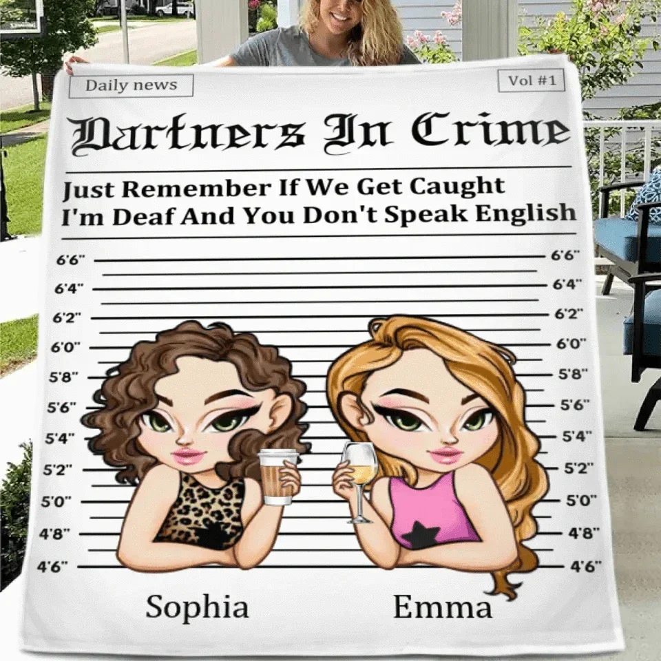 Customized Friendship Funny Blanket - Personalized Name and Friends Character Image Flannel Blanket - A Gift For Best Friends, BFF, Sisters - Joliny