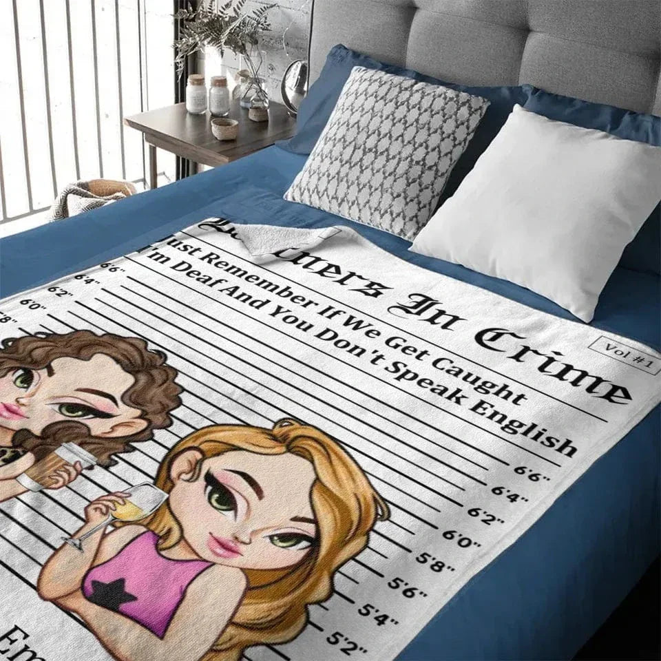 Customized Friendship Funny Blanket - Personalized Name and Friends Character Image Flannel Blanket - A Gift For Best Friends, BFF, Sisters - Joliny